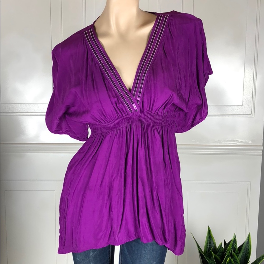 💐Sequence Elastic waist Flowing Shirt 💐 size 6